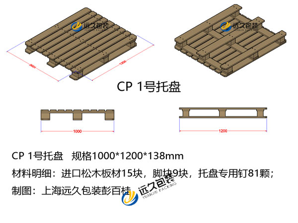 CP1号木托盘1000*1200*138㎜结构设计及制作标准
